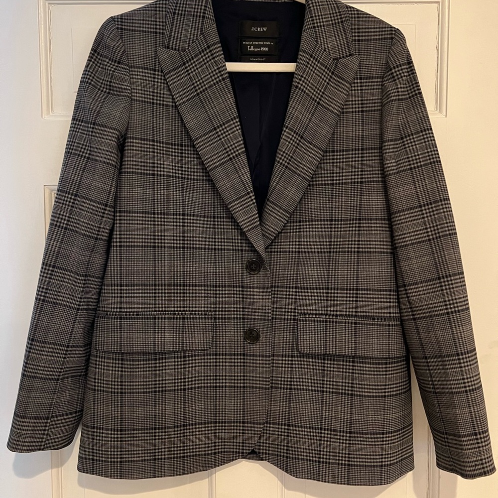 J. Crew Navy and Gray Plaid Women's Sommerset Blazer size 8